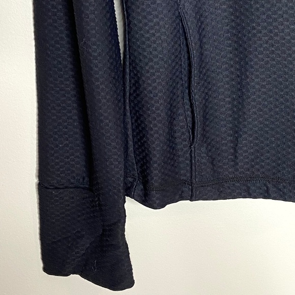 Prana Black Zip Front Hooded Waffle Texture Long Sleeve Jacket Size Large - Picture 9 of 10